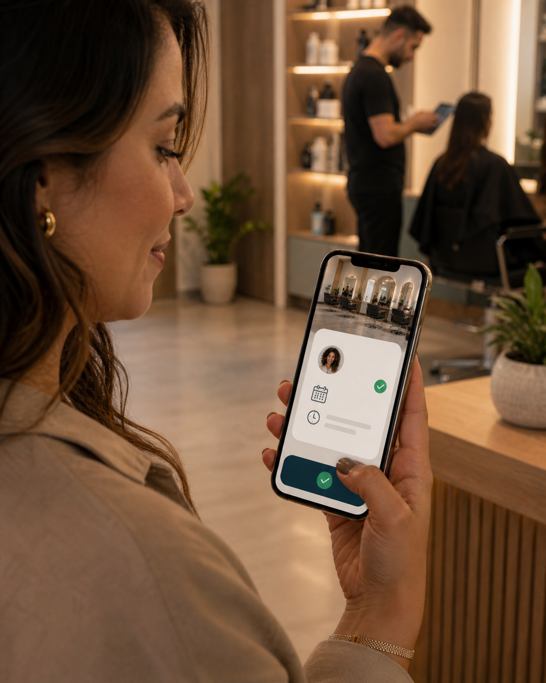 Cliente confirmando lembrete no smartphone.